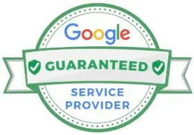 A google guaranteed service provider badge on a white background